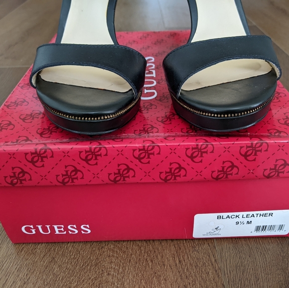 Guess Shoes - Guess Jazminn women's black leather wedge, 9.5M